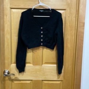 Wild fable black crop cardigan button front size S